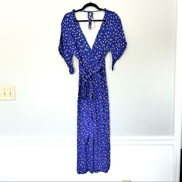 Faithfull The Brand La Villa Floral Jumpsuit Cobalt Betina Floral Size 4 Small - Picture 7 of 11